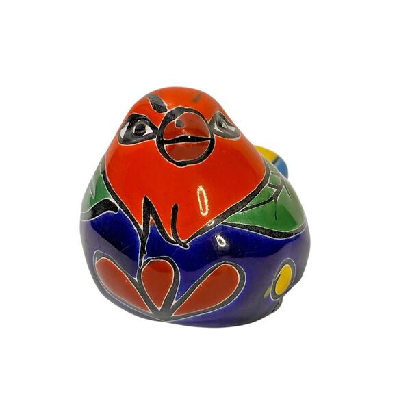 Talavera Bird Hand-Painted Terracotta Mexican Folk Art with Ties 4" Long - Picture 3 of 8